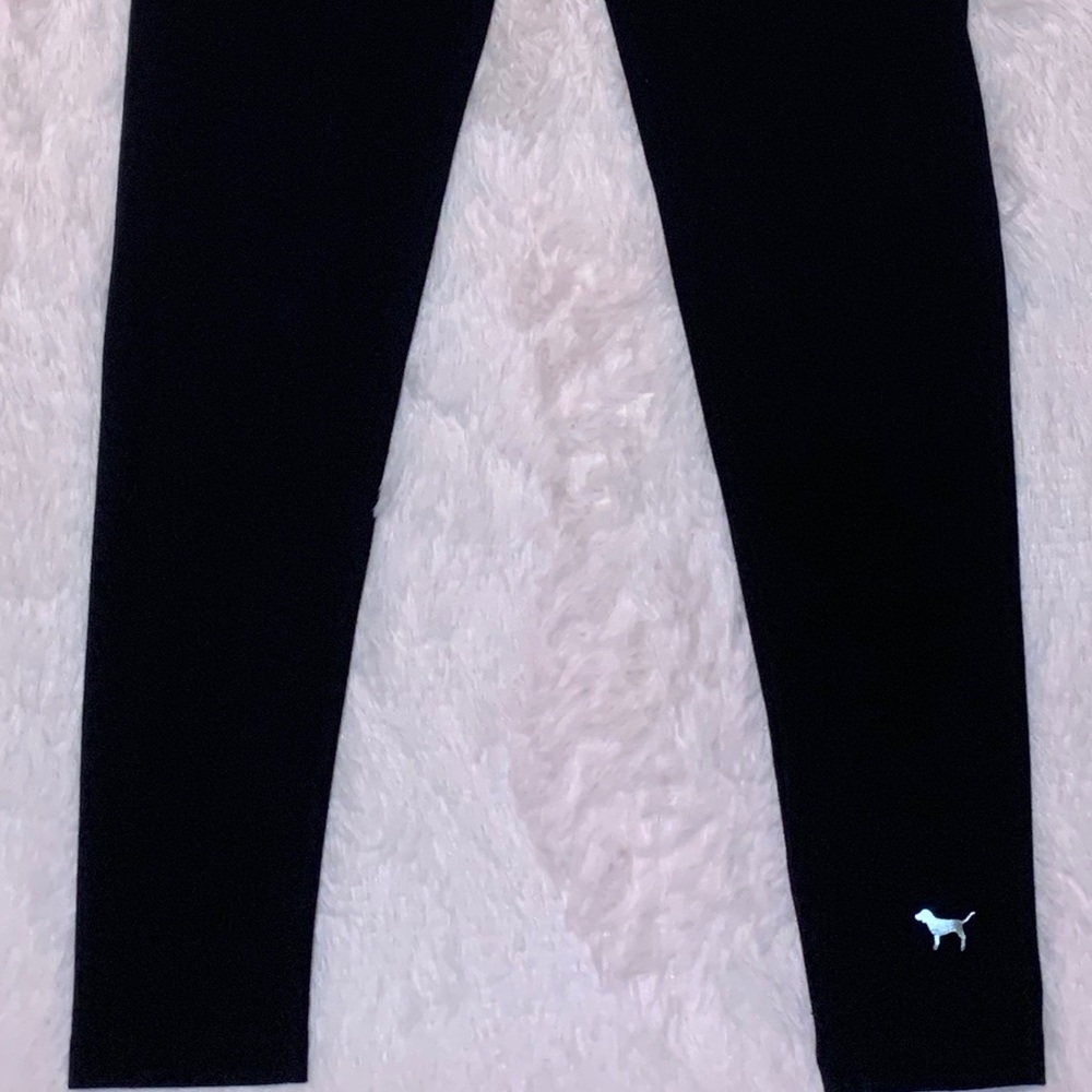 Victoria’s Secret Pink Bling Sequin Black Aqua Turquoise Yoga Leggings Tights - Picture 10 of 15